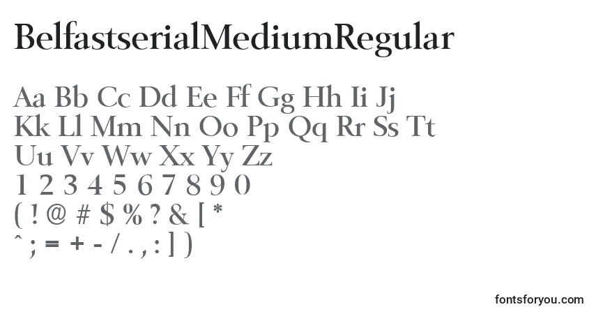 Schriftart BelfastserialMediumRegular – Alphabet, Zahlen, spezielle Symbole