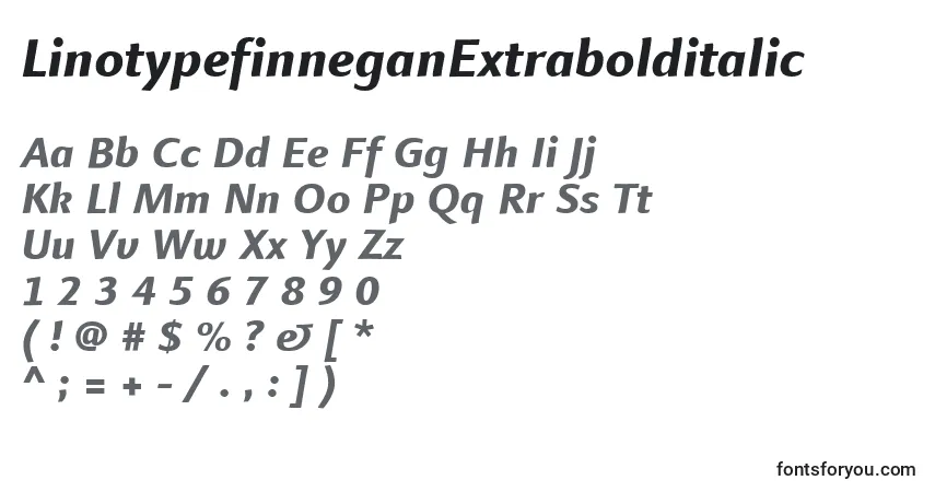 Шрифт LinotypefinneganExtrabolditalic – алфавит, цифры, специальные символы