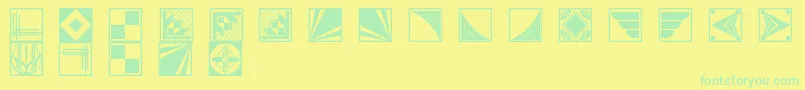 Decobordersnf-Schriftart – Grüne Schriften auf gelbem Hintergrund
