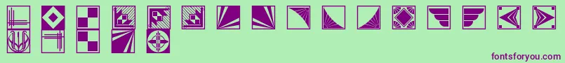 Decobordersnf-Schriftart – Violette Schriften auf grünem Hintergrund
