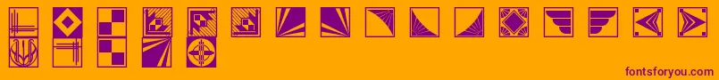 Decobordersnf-fontti – violetit fontit oranssilla taustalla