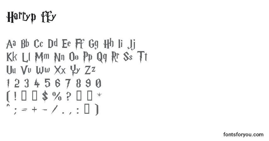 Schriftart Harryp ffy – Alphabet, Zahlen, spezielle Symbole