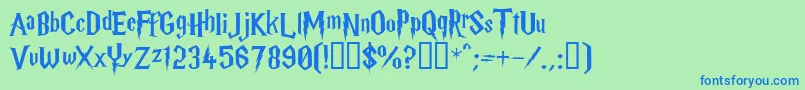 Harryp ffy Font – Blue Fonts on Green Background