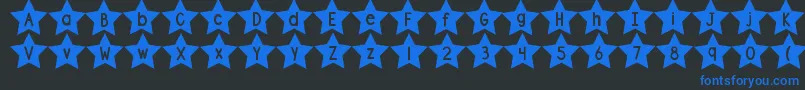 Fonte DjbShapeUpStars – fontes azuis em um fundo preto