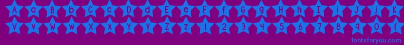 Czcionka DjbShapeUpStars – niebieskie czcionki na fioletowym tle