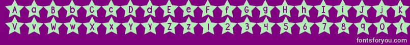 フォントDjbShapeUpStars – 紫の背景に緑のフォント