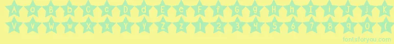 DjbShapeUpStars Font – Green Fonts on Yellow Background