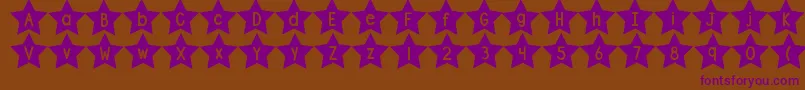 フォントDjbShapeUpStars – 紫色のフォント、茶色の背景