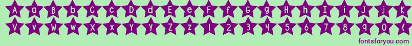 DjbShapeUpStars-fontti – violetit fontit vihreällä taustalla
