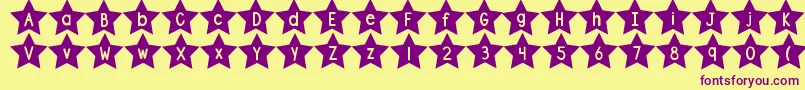 Czcionka DjbShapeUpStars – fioletowe czcionki na żółtym tle