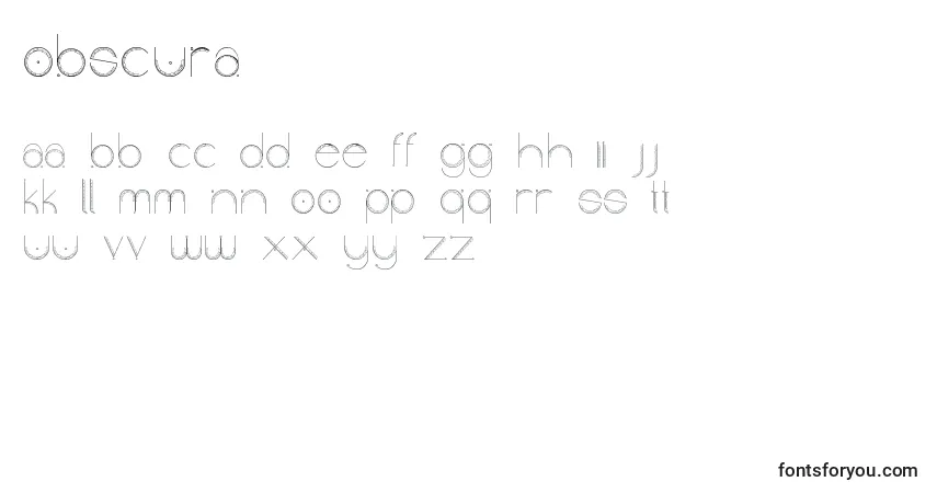 Fuente Obscura - alfabeto, números, caracteres especiales