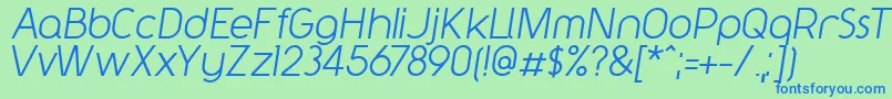 Y2kNeophyteItalic Font – Blue Fonts on Green Background