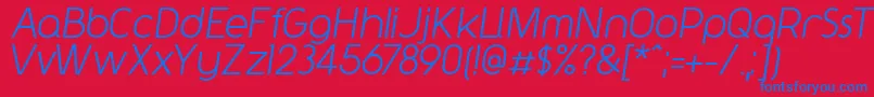 Czcionka Y2kNeophyteItalic – niebieskie czcionki na czerwonym tle