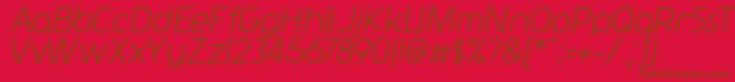 Y2kNeophyteItalic-Schriftart – Braune Schriften auf rotem Hintergrund