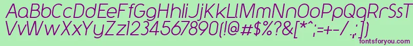 Fonte Y2kNeophyteItalic – fontes roxas em um fundo verde