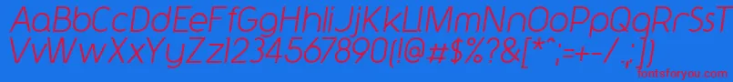 Y2kNeophyteItalic-fontti – punaiset fontit sinisellä taustalla