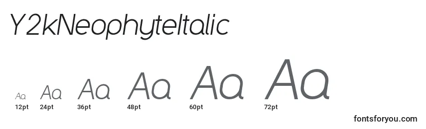 Размеры шрифта Y2kNeophyteItalic