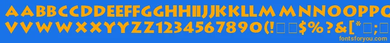 Czcionka GibElTarikExtendedBold – pomarańczowe czcionki na niebieskim tle