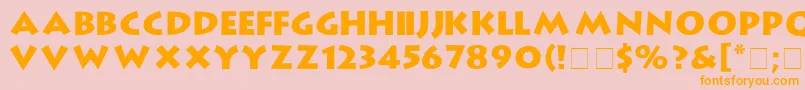 フォントGibElTarikExtendedBold – オレンジの文字がピンクの背景にあります。