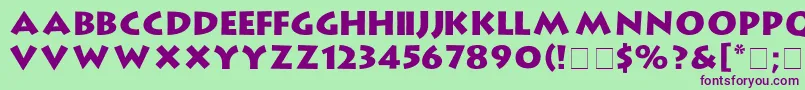 フォントGibElTarikExtendedBold – 緑の背景に紫のフォント