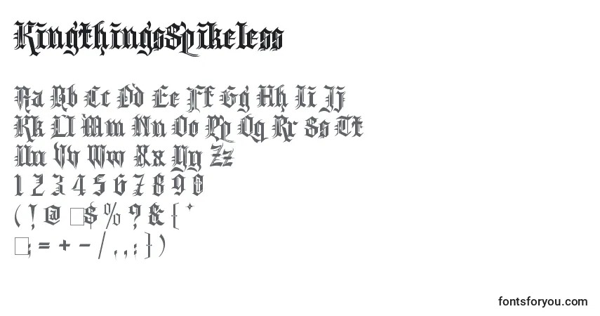 A fonte KingthingsSpikeless – alfabeto, números, caracteres especiais