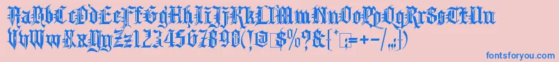 KingthingsSpikeless-Schriftart – Blaue Schriften auf rosa Hintergrund