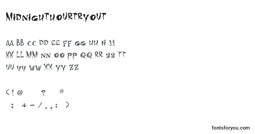 MidnighthourTryout Font – alphabet, numbers, special characters