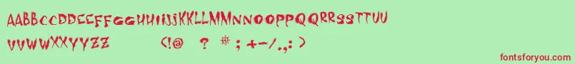 MidnighthourTryout Font – Red Fonts on Green Background