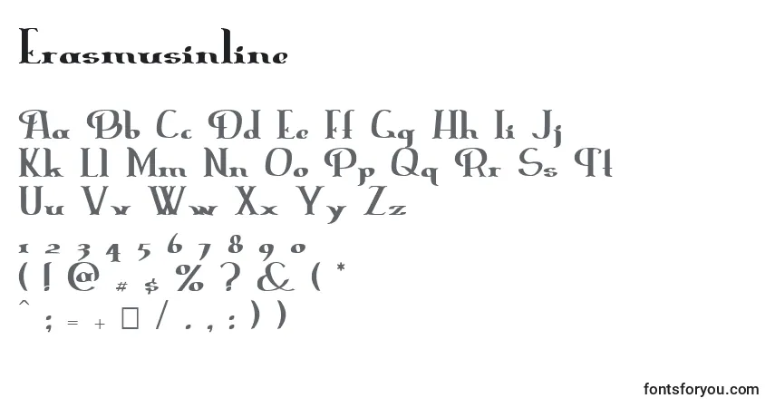 Schriftart Erasmusinline – Alphabet, Zahlen, spezielle Symbole