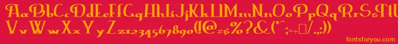 フォントErasmusinline – 赤い背景にオレンジの文字