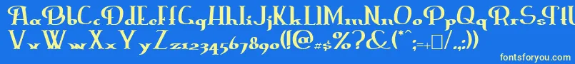 Erasmusinline-Schriftart – Gelbe Schriften auf blauem Hintergrund