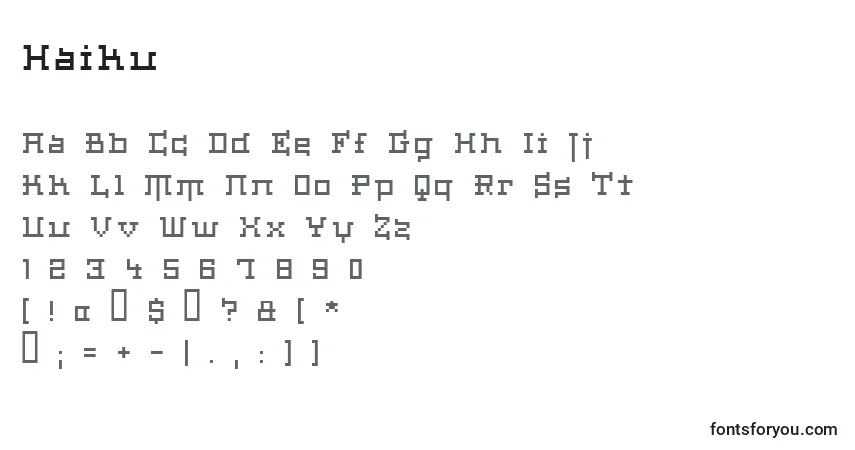 A fonte Haiku – alfabeto, números, caracteres especiais