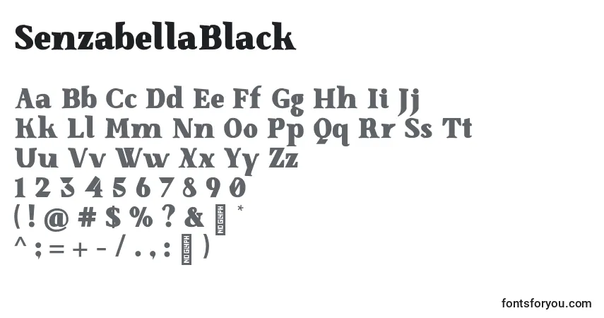 Czcionka SenzabellaBlack – alfabet, cyfry, specjalne znaki