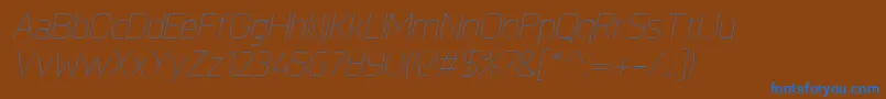 KnulUltralightitalic Font – Blue Fonts on Brown Background