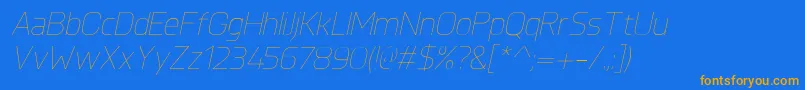 KnulUltralightitalic Font – Orange Fonts on Blue Background