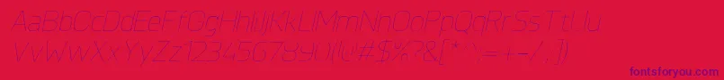 フォントKnulUltralightitalic – 赤い背景に紫のフォント