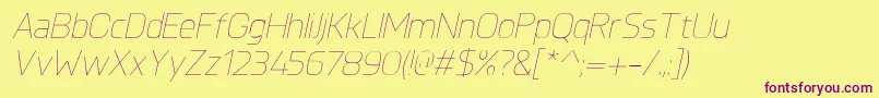 KnulUltralightitalic Font – Purple Fonts on Yellow Background