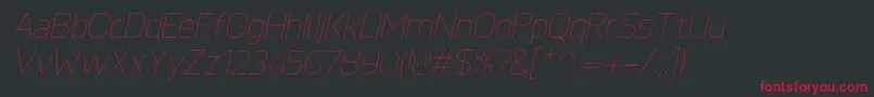 KnulUltralightitalic Font – Red Fonts on Black Background