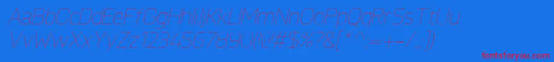 KnulUltralightitalic-Schriftart – Rote Schriften auf blauem Hintergrund