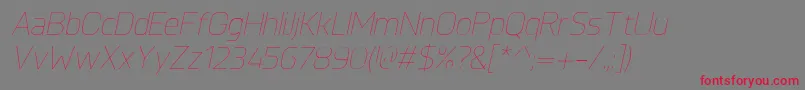 フォントKnulUltralightitalic – 赤い文字の灰色の背景