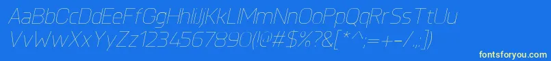 KnulUltralightitalic Font – Yellow Fonts on Blue Background