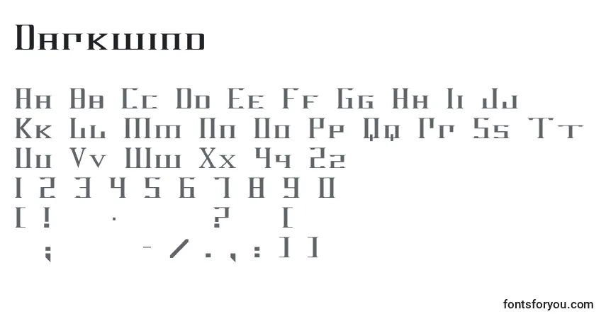 Schriftart Darkwind – Alphabet, Zahlen, spezielle Symbole