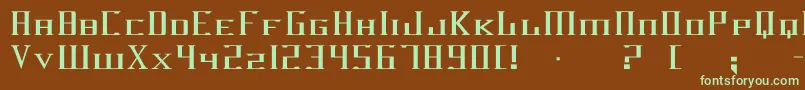 フォントDarkwind – 緑色の文字が茶色の背景にあります。