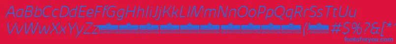 KabrioSoftExtralightItalicTrial Font – Blue Fonts on Red Background