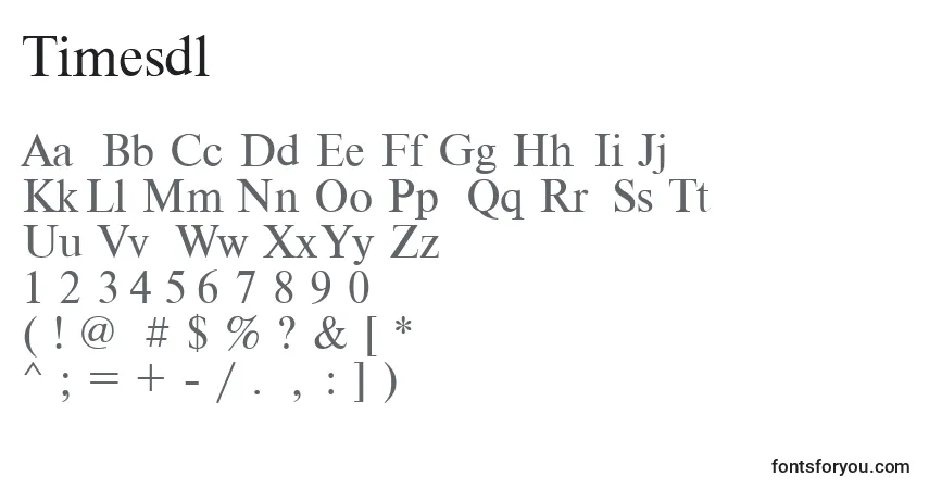 Czcionka Timesdl – alfabet, cyfry, specjalne znaki