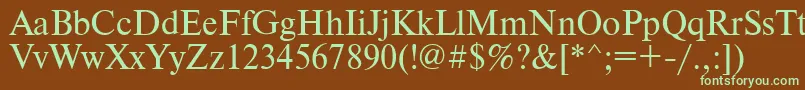 フォントTimesdl – 緑色の文字が茶色の背景にあります。