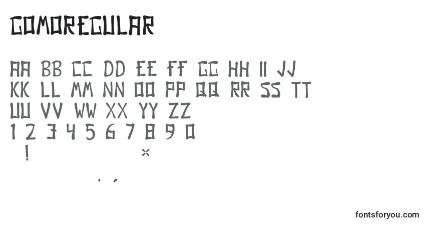 Schriftart GomoRegular – Alphabet, Zahlen, spezielle Symbole