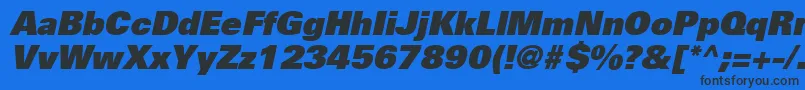 UniversLt85ExtraBlackOblique Font – Black Fonts on Blue Background