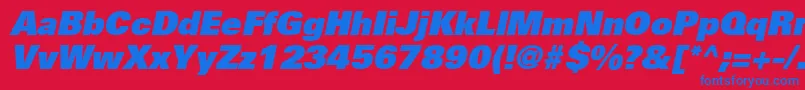 フォントUniversLt85ExtraBlackOblique – 赤い背景に青い文字