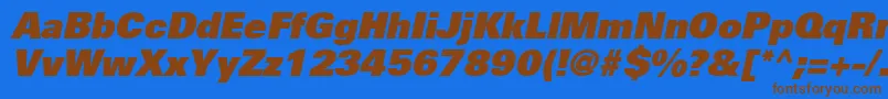 UniversLt85ExtraBlackOblique Font – Brown Fonts on Blue Background